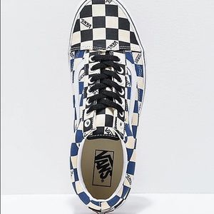 Vans Old Skool Checkerboard Sneakers, Black & Navy, Size 8 USED ONCE! Like new!